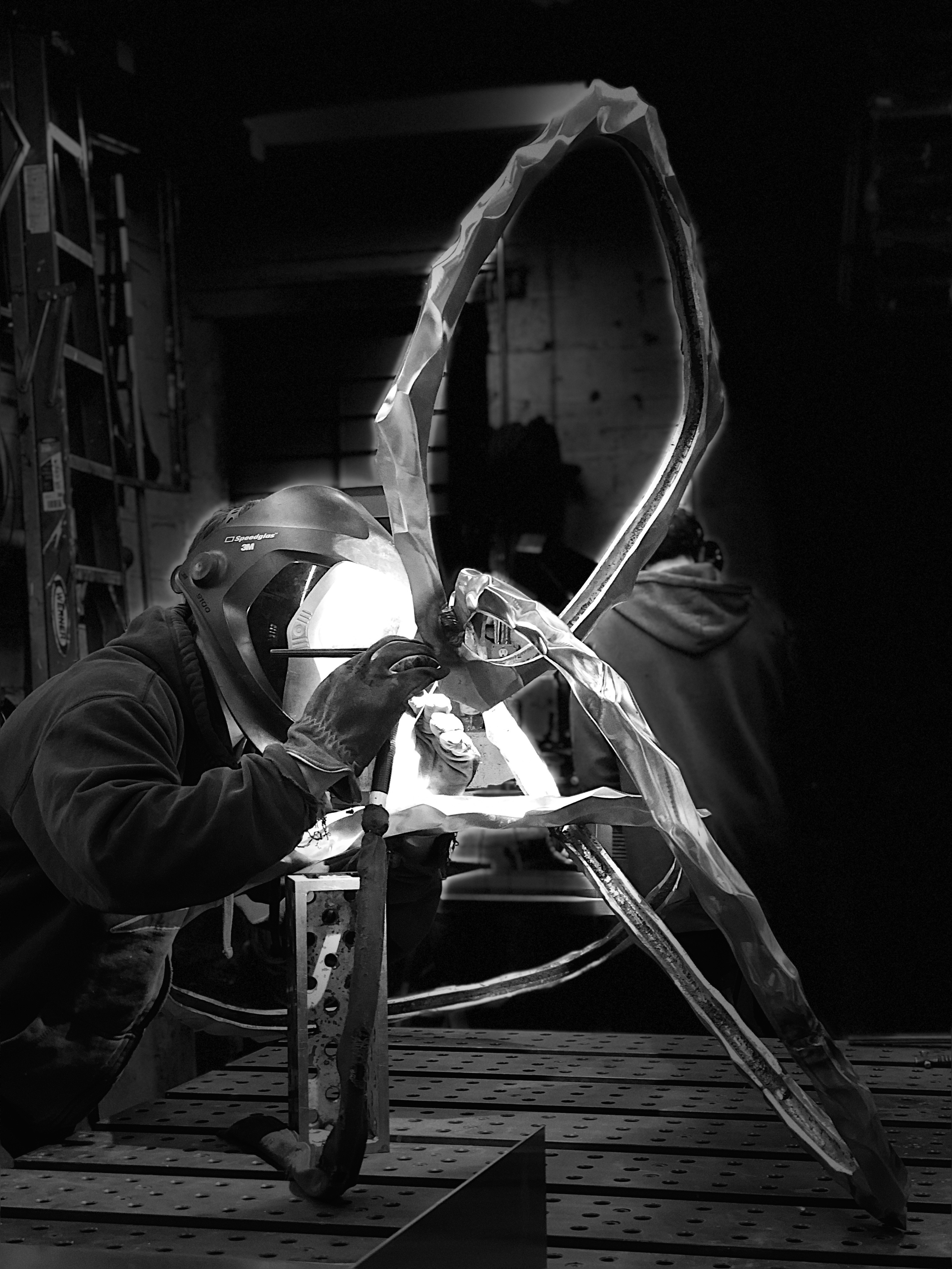 Portrait of Matthew Lauterhahn in a metal fabrication workshop